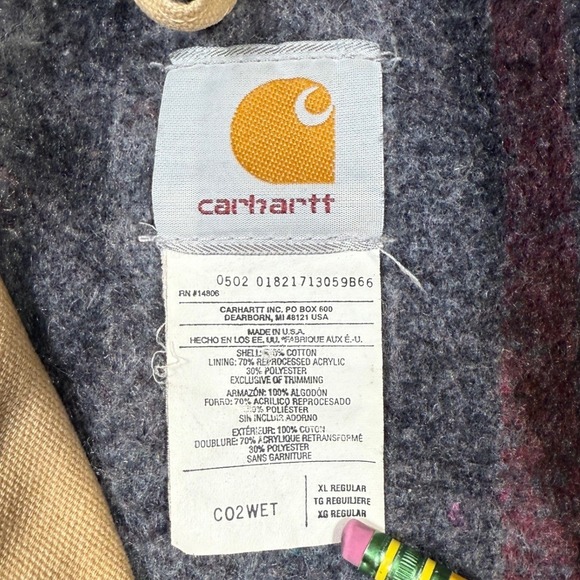 Vintage‎ Y2K Carhartt Blanket Lined Chore Coat XL C02WET Distressed Made in USA - Picture 3 of 11